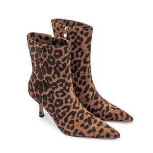 FlockLux Leopard Pointed Toe High Heeled Boots