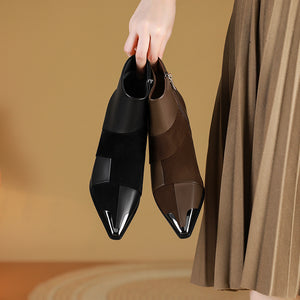 AlliChic Pointed Toe Heel Ankle Boots