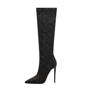 LuxeExo Pointed Toe High Heel Long Boots