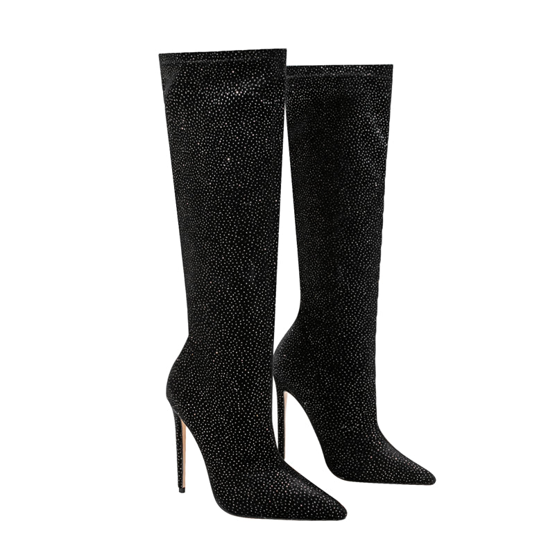 LuxeExo Pointed Toe High Heel Long Boots