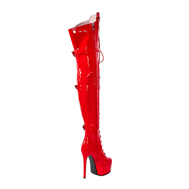 LuxeExo Pointed Toe High Heel Platform Long Boots