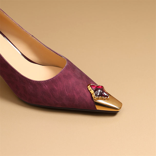 Viprano Glam Square Toe Metal Heel Pumps