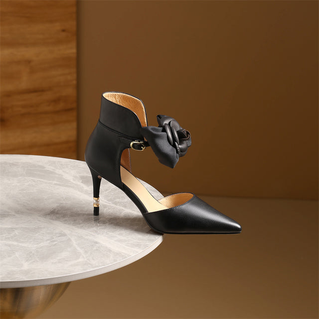 Serpatura Chic Cow Leather Flower Slingbacks