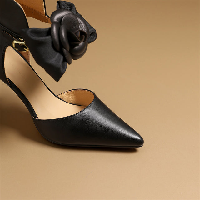 Serpatura Chic Cow Leather Flower Slingbacks