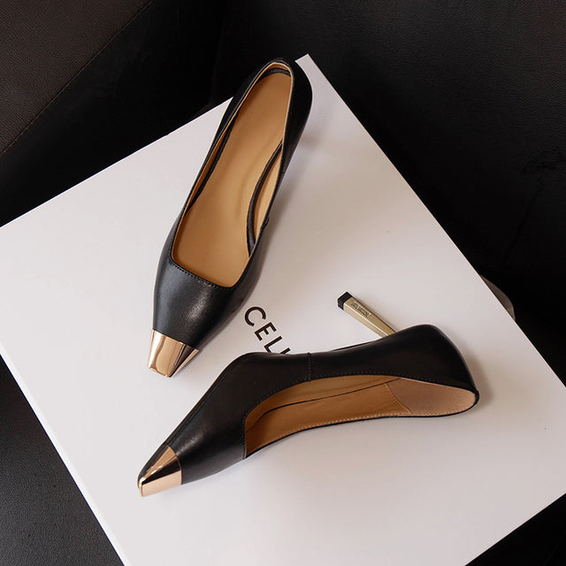 Exoticade CrocoGlam Square Toe Metal Pumps