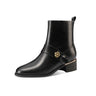 LeatherLux Chic Round Toe Winter Boots