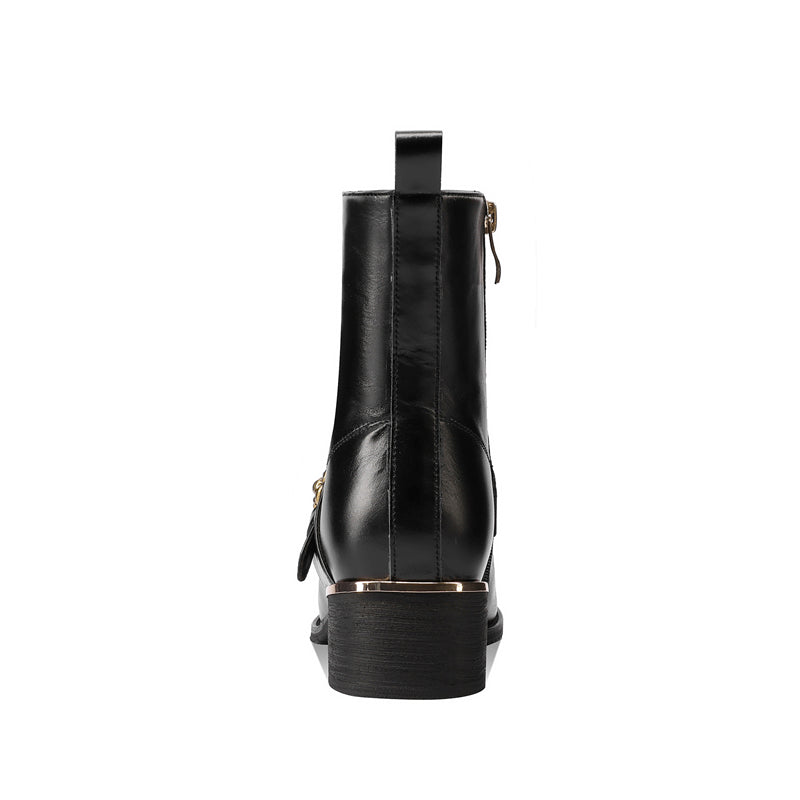 LeatherLux Chic Round Toe Winter Boots