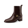 LeatherLux Chic Round Toe Winter Boots