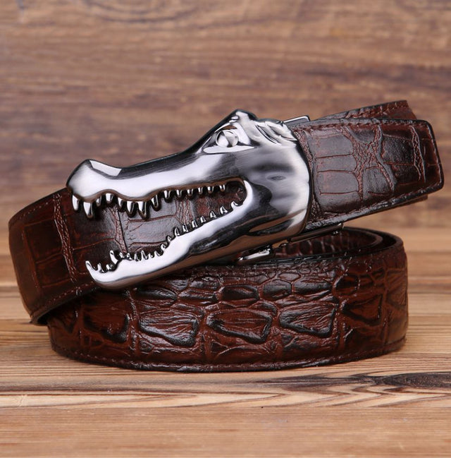 CrocLuxe Copper Buckle Gator Skin Luxury Belt