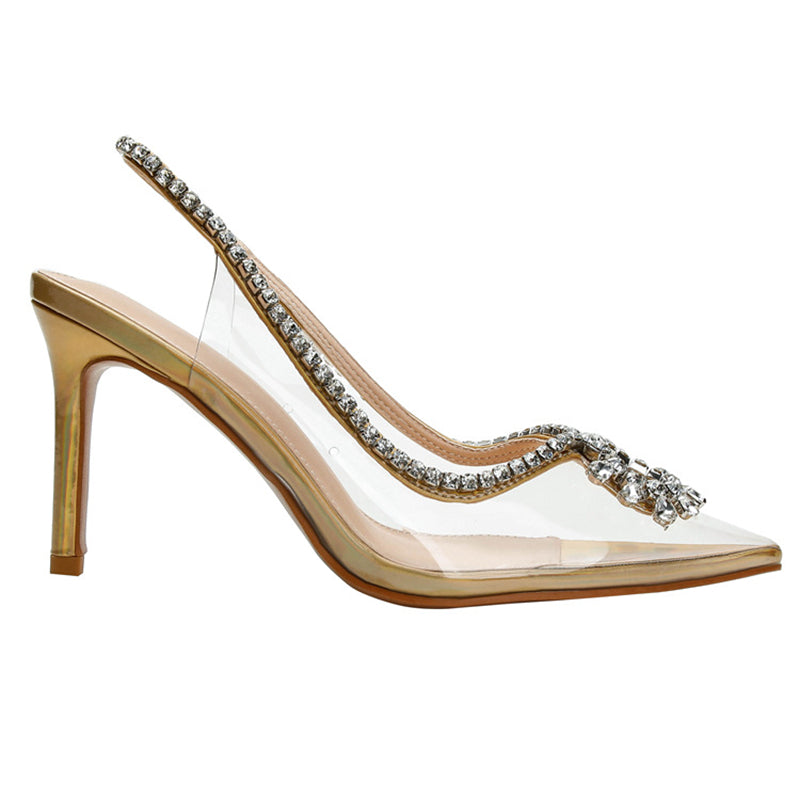 Elegant French Style Crystal Sandals with Patent Leather