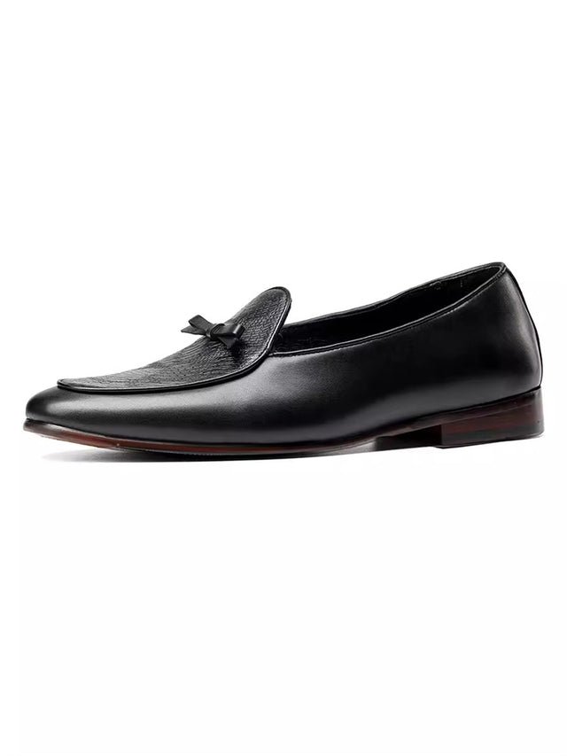 LuxeCroco Glossy Leather Round Oxford Dress Shoes