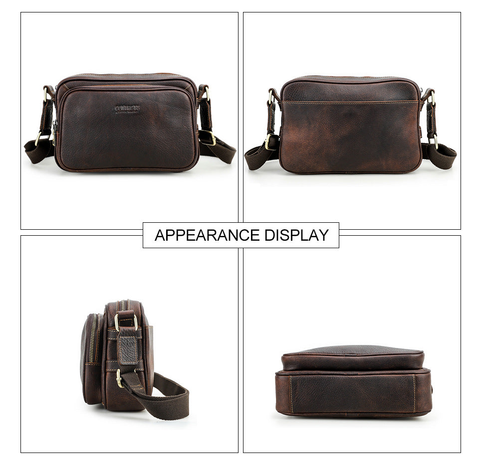 ElegantLeather Zipper Cardholder Crossbody Messenger Bag