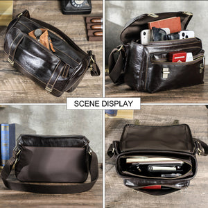 Luxury Leather Men's Crossbody Briefcase