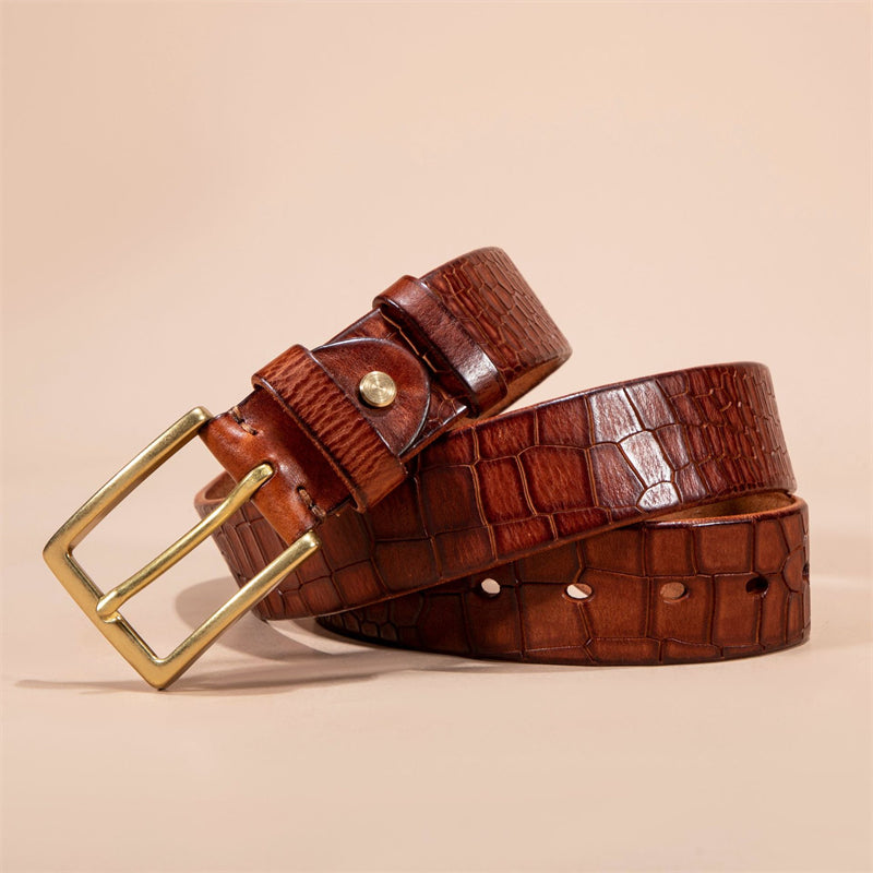 Alligator Pattern Lux Cowskin Men's Belt