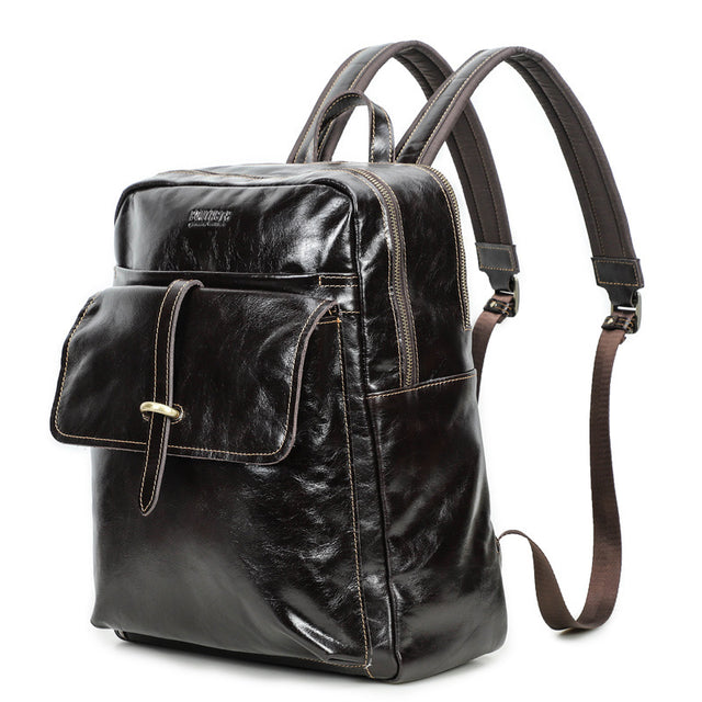 Luxury Exotic Vintage Leather Zipper Softback Backpack