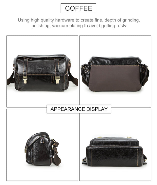 Luxury Leather Men's Crossbody Briefcase