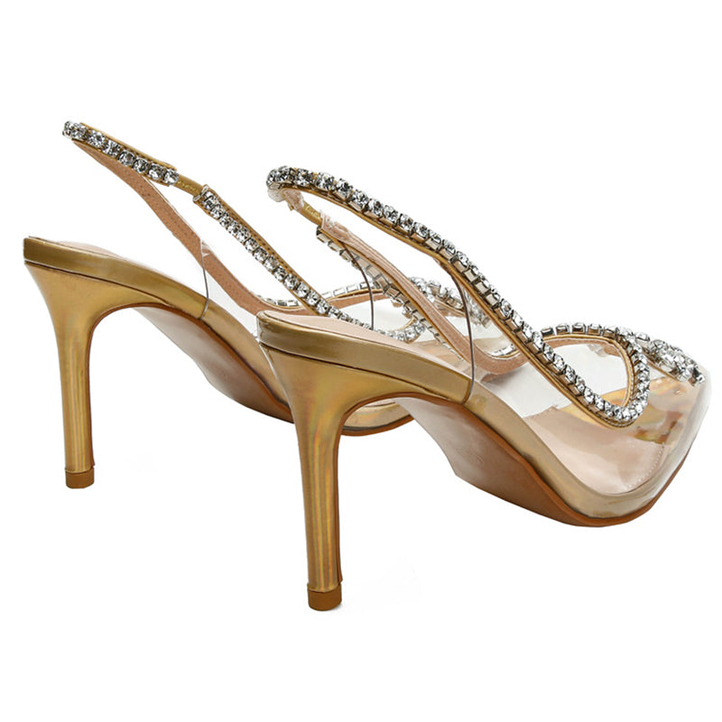 Elegant French Style Crystal Sandals with Patent Leather