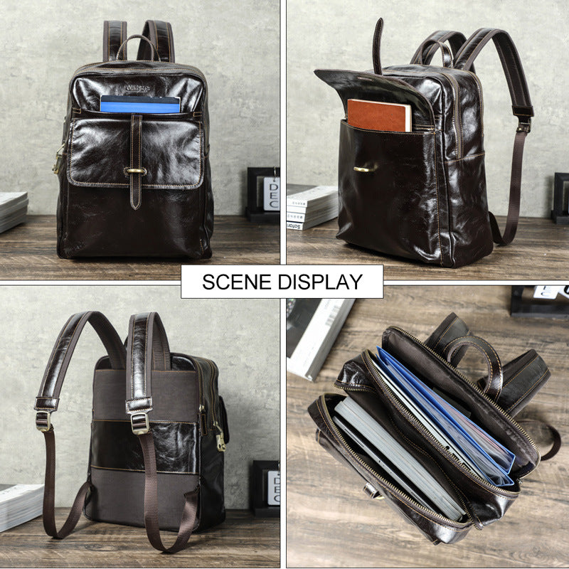 Luxury Exotic Vintage Leather Zipper Softback Backpack