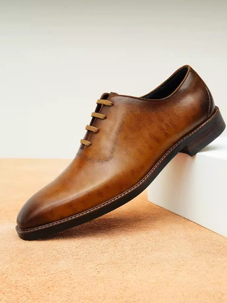 Exotic Elegance Leather Wingtip Brogue Dress Shoes