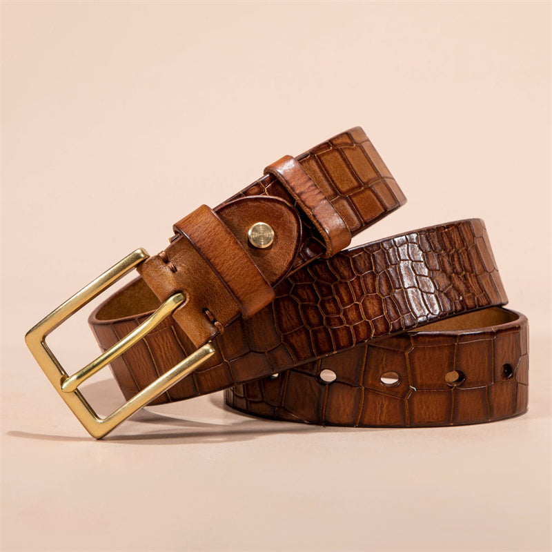 Alligator Pattern Lux Cowskin Men's Belt