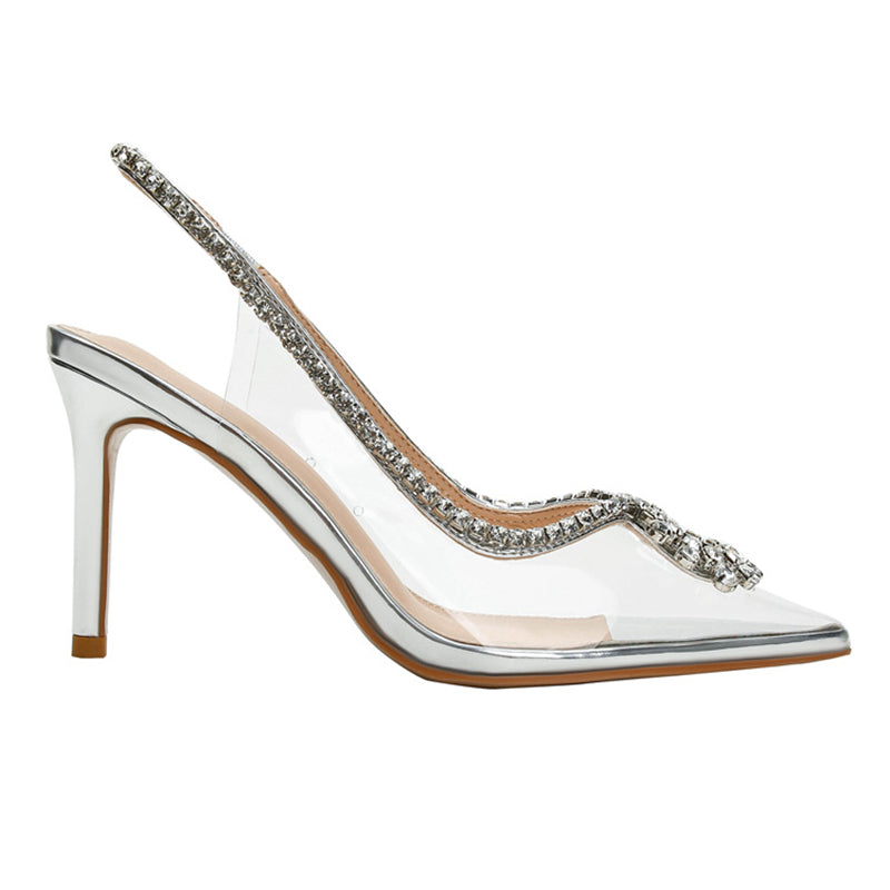 Elegant French Style Crystal Sandals with Patent Leather