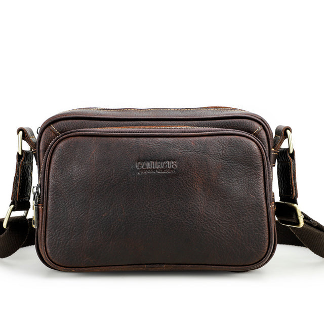 ElegantLeather Zipper Cardholder Crossbody Messenger Bag