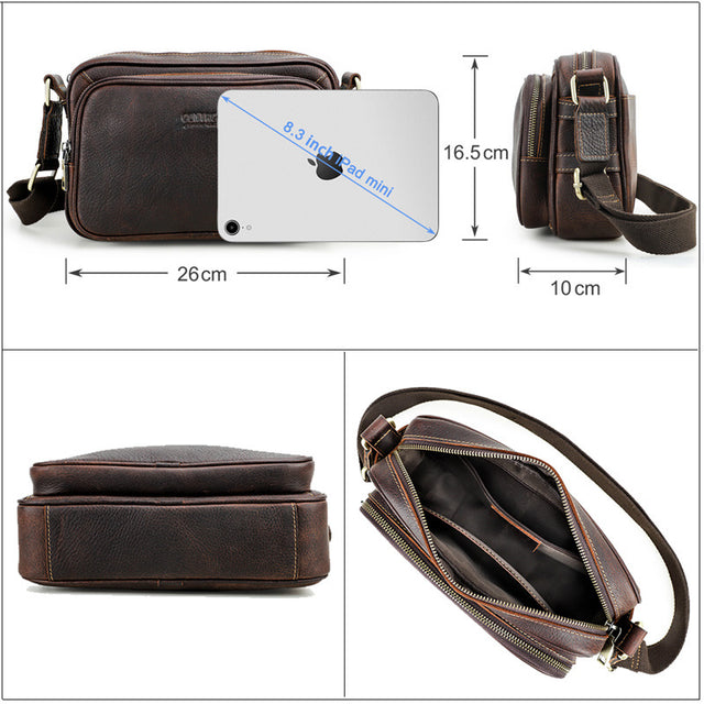 ElegantLeather Zipper Cardholder Crossbody Messenger Bag