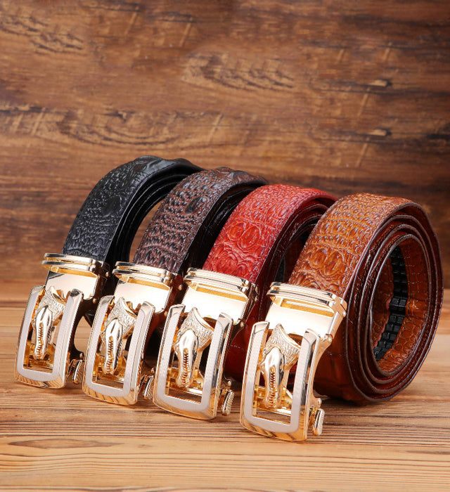 LuxeMod Retro Exotic Solid Cow Skin Belt