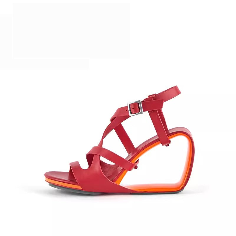 Chicfashion Cow Leather Peep Toe  Sandals