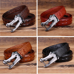 CrocLuxe Copper Buckle Gator Skin Luxury Belt