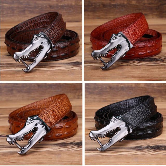 CrocLuxe Copper Buckle Gator Skin Luxury Belt