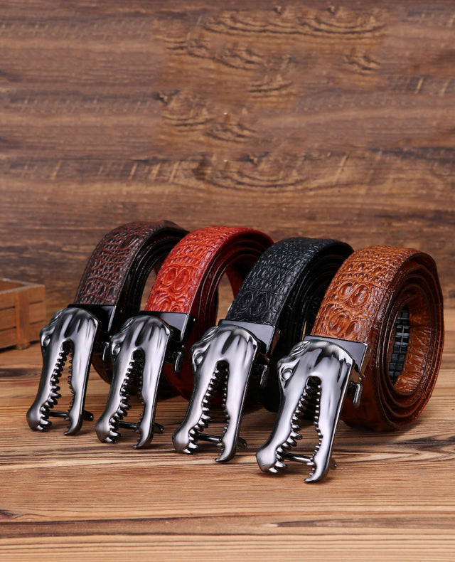 CrocLuxe Copper Buckle Gator Skin Luxury Belt