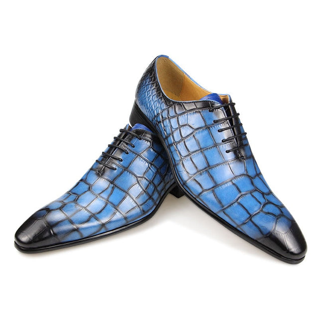 Luxury CrocTex Pointed Toe Oxford Dress Shoes
