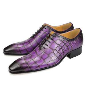 Luxury CrocTex Pointed Toe Oxford Dress Shoes