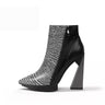 ChicLux Leather Pointed Toe Platform Ankle Boots