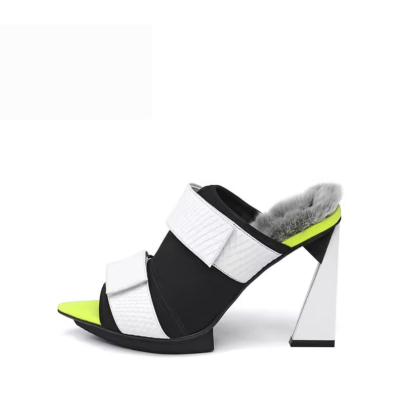 Chicfashion Cow Leather Peep Toe  Sandals