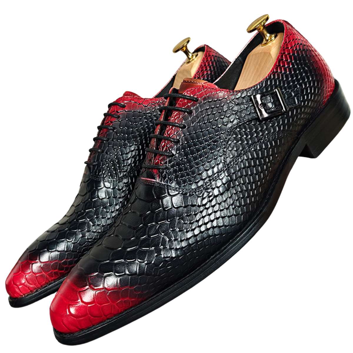 CrocoChic Leather Embossed Monkstrap Dress Shoes