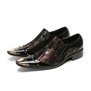 CrocLuxe Exotic Square Toe Leather Dress Shoes