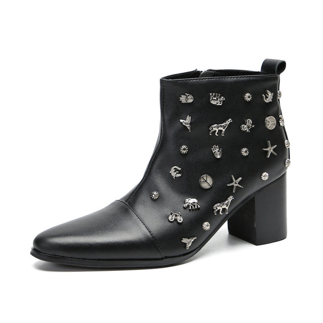 ChicZip Cow Leather Zipper Dress Boots