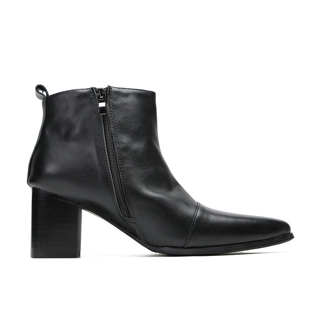 ChicZip Cow Leather Zipper Dress Boots