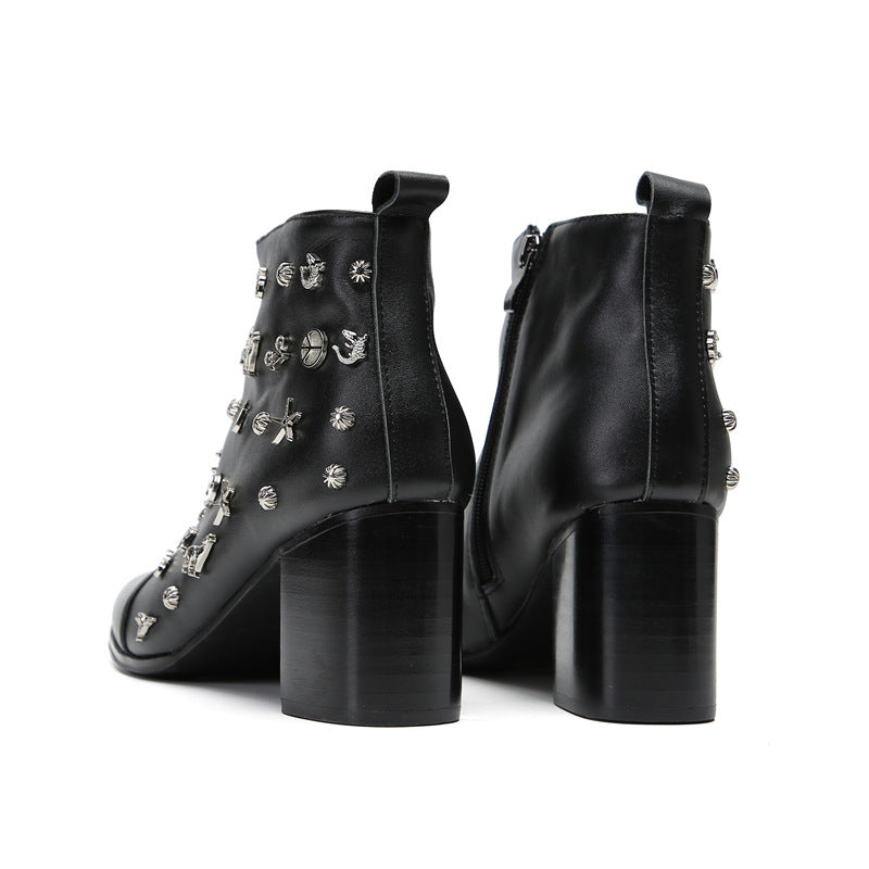 ChicZip Cow Leather Zipper Dress Boots