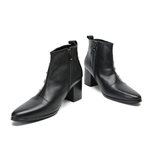 ChicZip Cow Leather Zipper Dress Boots