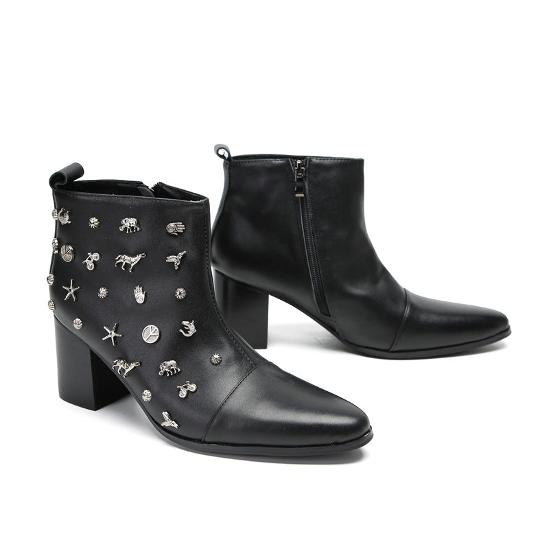 ChicZip Cow Leather Zipper Dress Boots