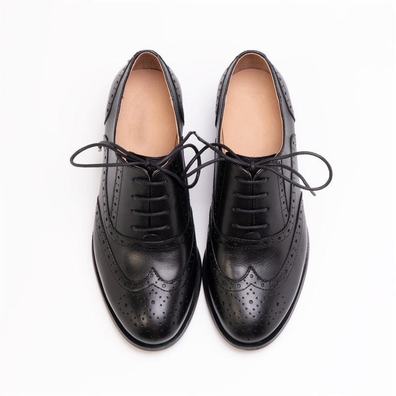 LuxeLeather Chic Retro Oxfords Round Heel