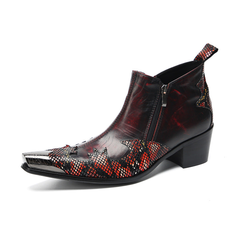 BoldLux Exotic Texture Leather Dress Boots