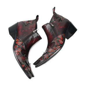 BoldLux Exotic Texture Leather Dress Boots