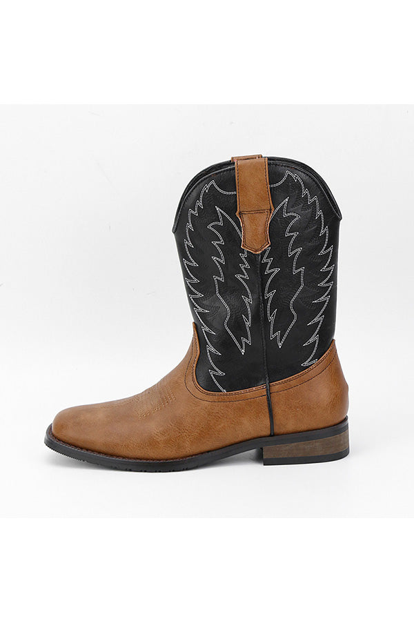 Embroidered Exotic Western Mid-Calf Cowboy Boots