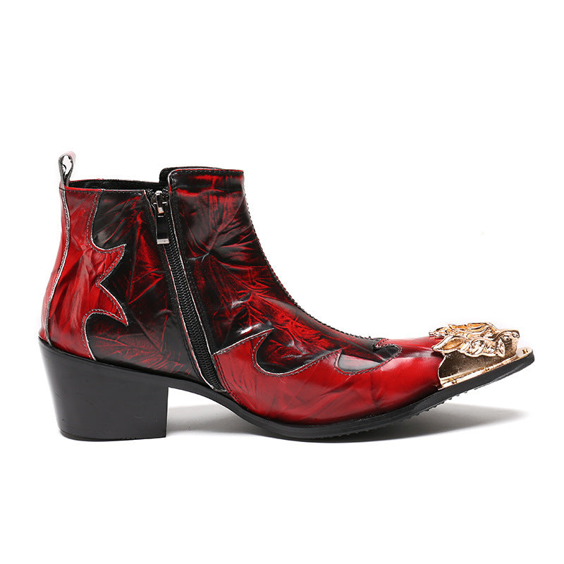 BoldLux Exotic Texture Leather Dress Boots