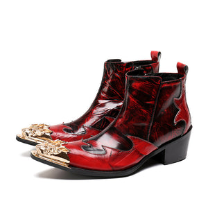 BoldLux Exotic Texture Leather Dress Boots