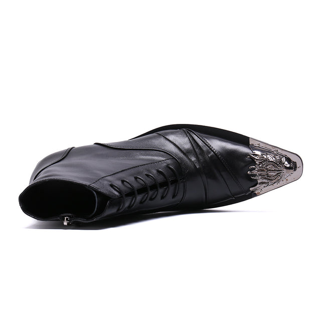 Exotic Metal Toe Western Party Leather Loafers